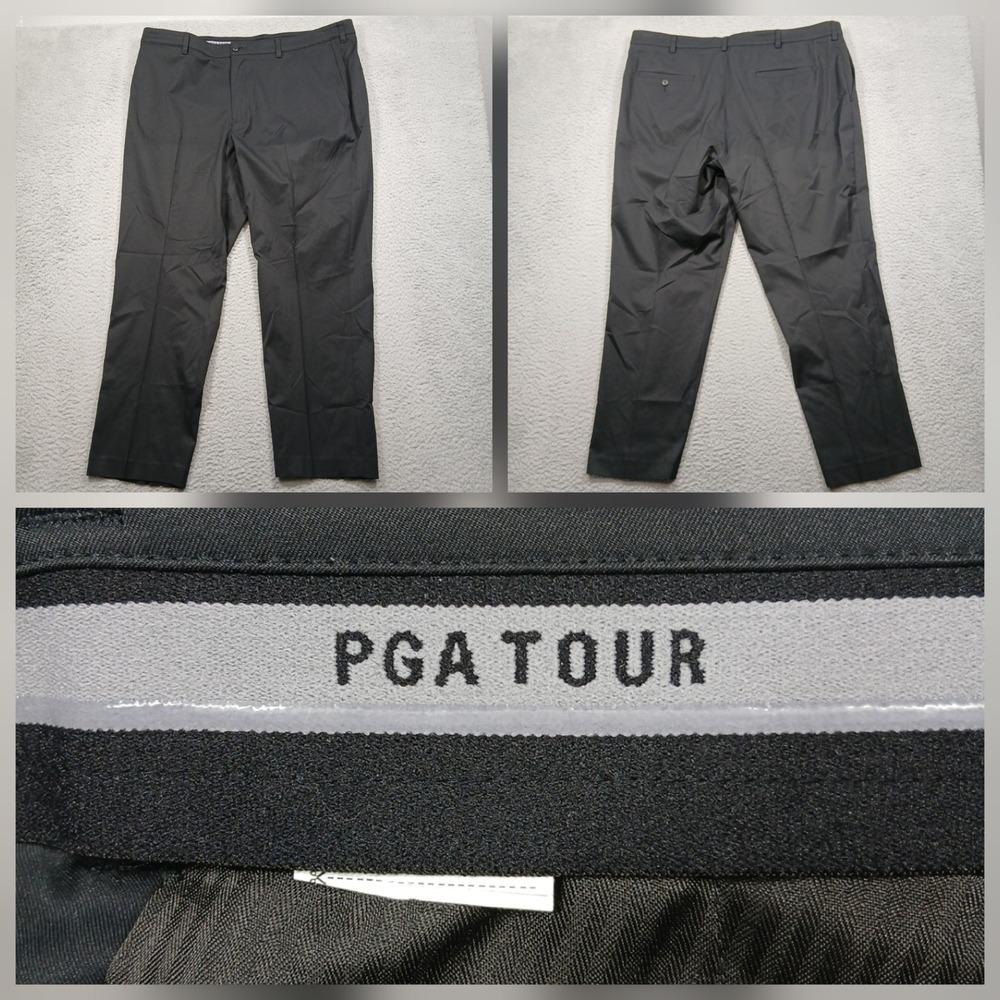PGA Tour Golf Pants Men 38x29 Black Performance Slacks‎